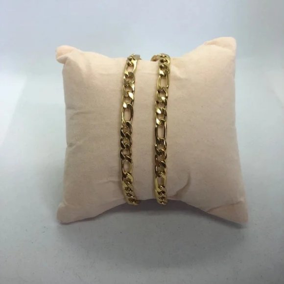 18k Yellow Gold Filled Figaro Necklace Unisex - Picture 2 of 3